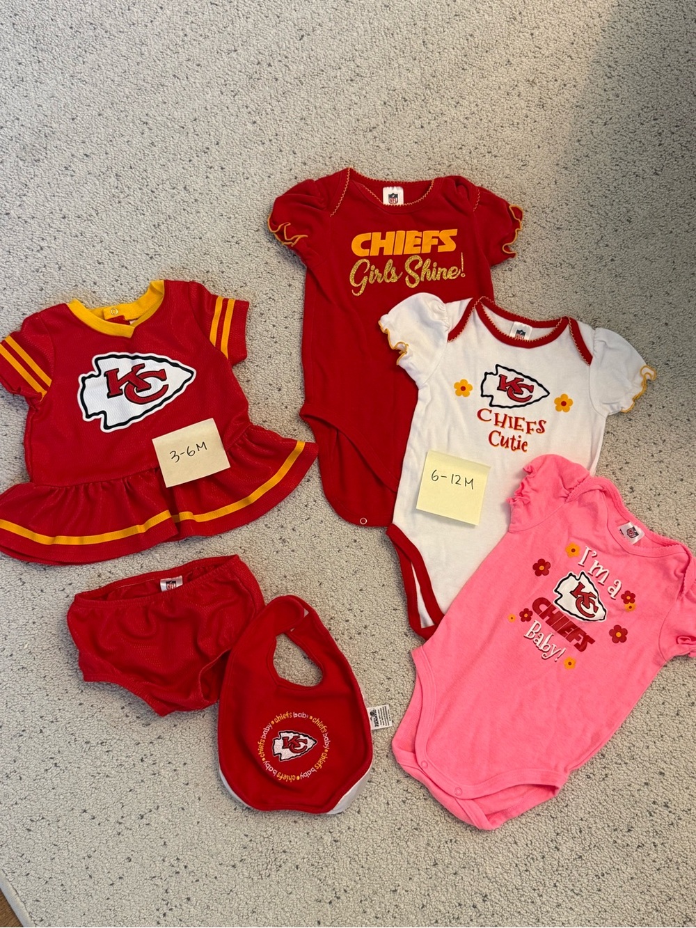 NFL Kansas City Chiefs Girls Red White and Pink Bodysuit Set